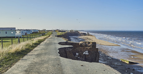 Coastal erosion of the cliffs at Skipsea, Yorkshire