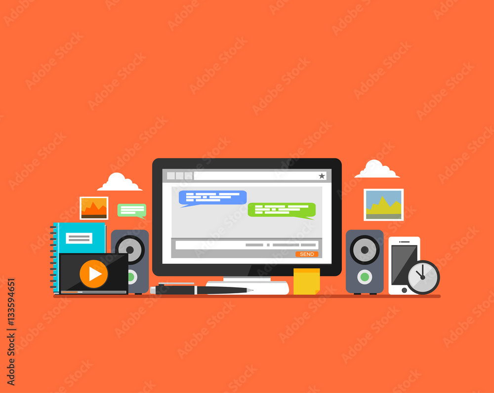 Poster internet communication concept. modern flat design for web banner , website element , or web templat