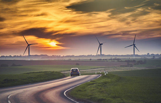Wind Turbines on Farmland, Yorkshire UK