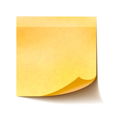 Realistic yellow sticky note on white background