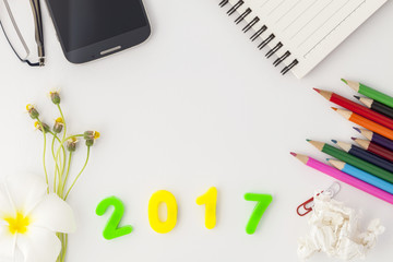 Happy New year 2017 numbers with Office supplies 