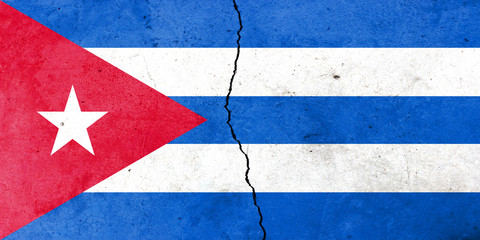 A crack in the wall. Flag of Cuba