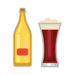 Beer glass and bottle vector.