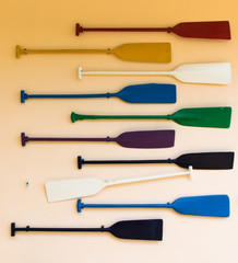 blades of wooden paddles