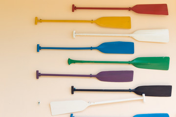 blades of wooden paddles