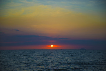 Stunning beautiful sunset in the Gulf of Thailand.