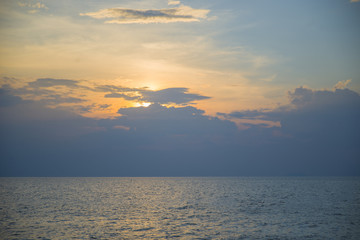Stunning beautiful sunset in the Gulf of Thailand.