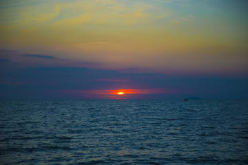Stunning beautiful sunset in the Gulf of Thailand.