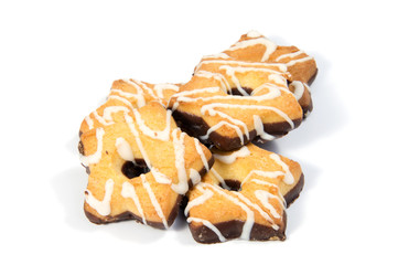 Shortbread biscuits on a white background