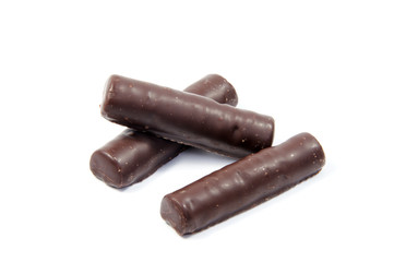 Chocolate candies isolated on white background.
