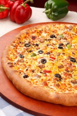 Combination pizza baked