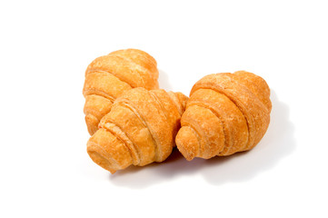 Fresh butter croissant, isolated on white background.