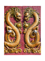 Chinese dragon style sculpture isolate on white background