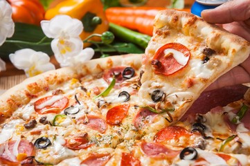 Combination pizza baked