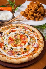 Combination pizza baked