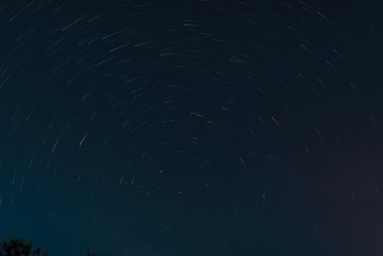 Background beautiful night sky, Star trail movement.
