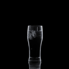 Glass of water isolated on black background