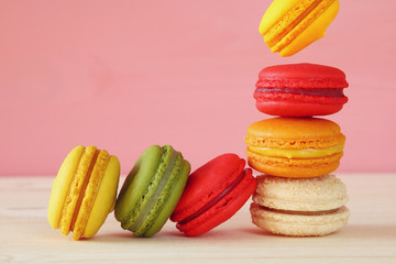 Image of falling colorful macaron