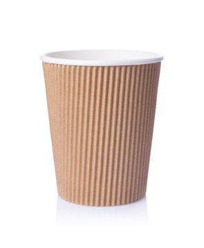 brown paper cup on white background
