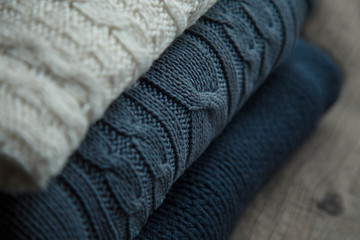 Fototapeta na wymiar white and blue sweaters