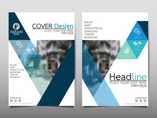 Blue triangle flyer cover business brochure vector design, Leaflet advertising abstract background, Modern poster magazine layout template, Annual report for presentation.