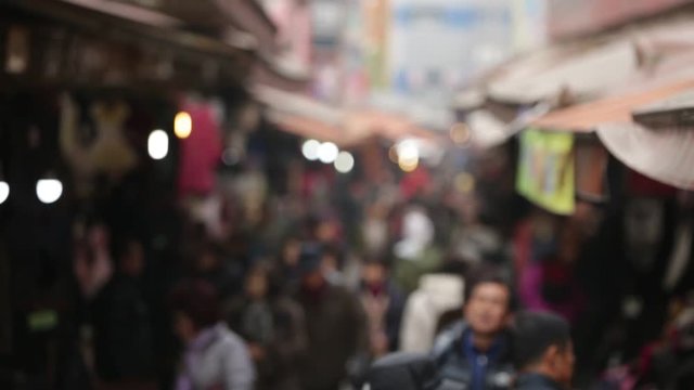 Blurred large traditional market in Asia.