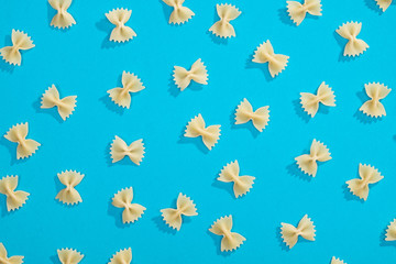 Farfalle pasta flat lay pattern