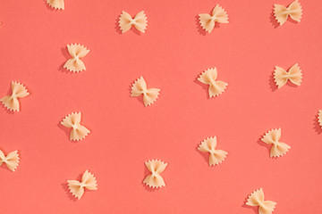 Farfalle pasta flat lay pattern