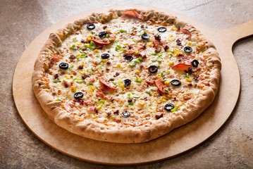 supreme pizza baked