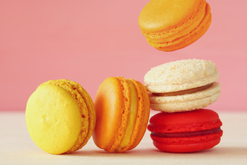 Image of falling colorful macaron