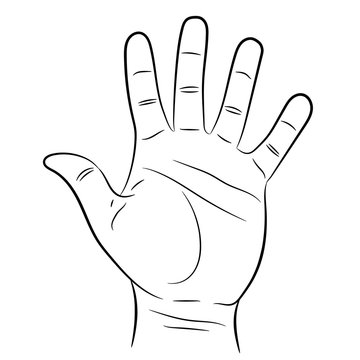 hand showing five fingers on white background of vector illustrations