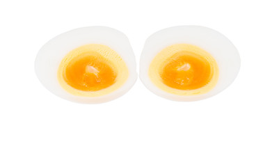 boiled egg on white