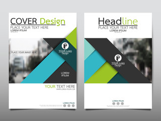 Naklejka premium Blue and green flyer cover business brochure vector design, Leaflet advertising abstract background, Modern poster magazine layout template, Annual report for presentation.