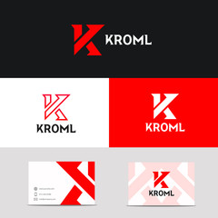 Vector K logo letter sign company icon with brand business card