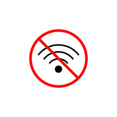 No Wifi line icon, prohibition sign, forbidden wireless network, vector graphics, a linear pattern red on a white background, eps 10.