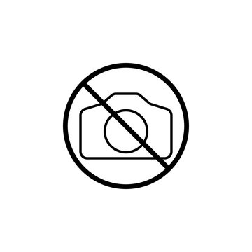 No camera line icon, prohibition sign, forbidden no photo & photography, vector graphics, a linear pattern on a white background, eps 10.