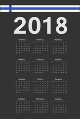 Finnish black 2018 year vector calendar