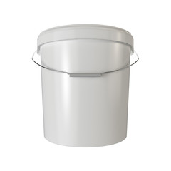 White plastic bucket isolated.