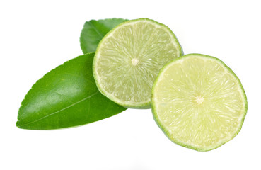 lime slices isolated on white background
