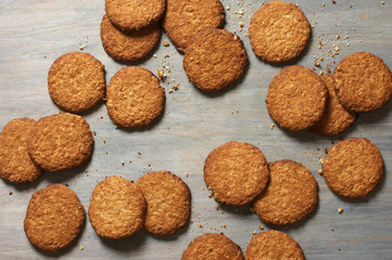 Pile of oat cookies