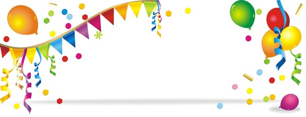 bunter Hintergrund mit Luftballons und Konfetti