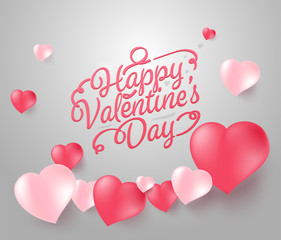 Happy valentine's day background with realistic heart. vector il