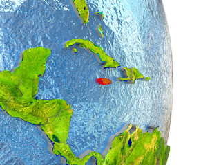 Jamaica in red on Earth
