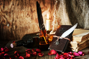 book pen candle romance