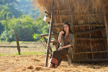 Beautiful Thai woman is  working very happy,Thailand culture,thailand buautiful farmer