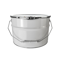 White paint bucket isolated.