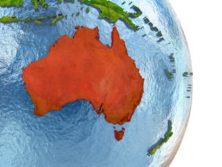 Australia in red on Earth