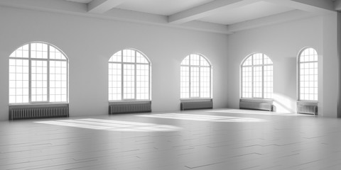 White empty loft interior.