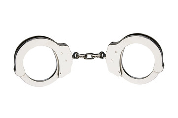 Metal handcuffs isolated on white background