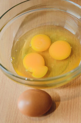 egg in a glass container, cooking